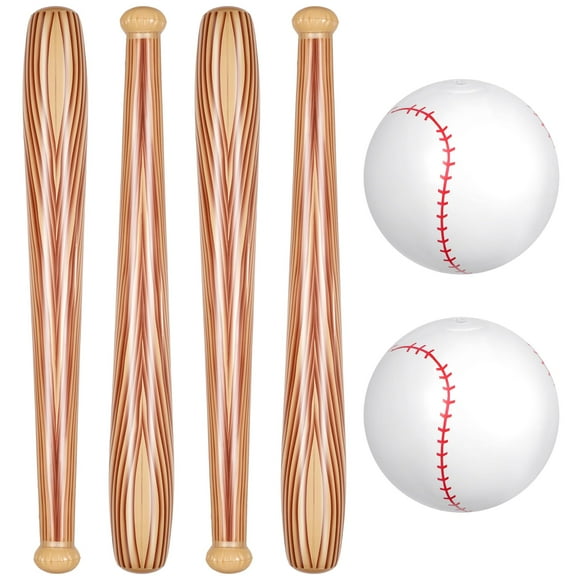 Juego de bates y pelotas de béisbol inflables Lewtemi, 6 unidades, 75 cm