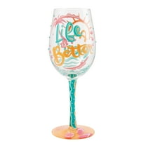 Lolita Life At The Beach Hand Painted Multicolor Wine Glass, 15 fl oz