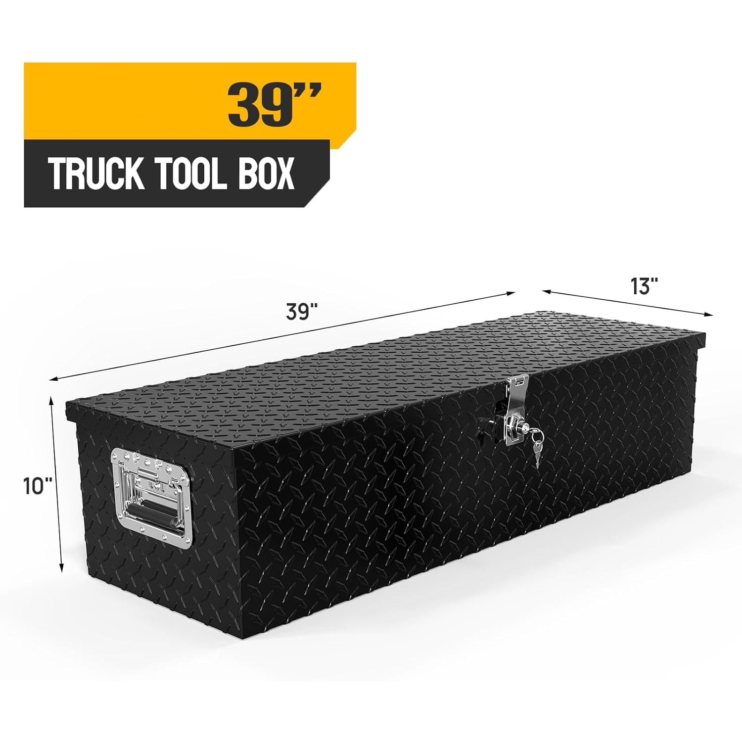 Ktaxon 39" Truck Bed Tool Box, Aluminum Tool Storage Organizer Chest, Diamond Plate Trailer Tool Box