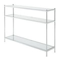 thumbnail image 1 of Pemberly Row Table Console Moderne à 3 Niveaux en Verre Clair et Chrome, 1 of 4