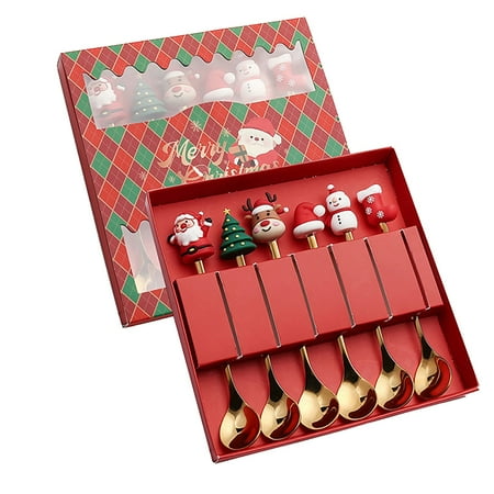 

Christmas Decorations: Christmas Tableware Set Stainless Steel Spoon Gift Set Dessert Spoon Fork Coffee Spoon Christmas Pendant Spoon Tableware Set Gift G Deals Grocery Great Value