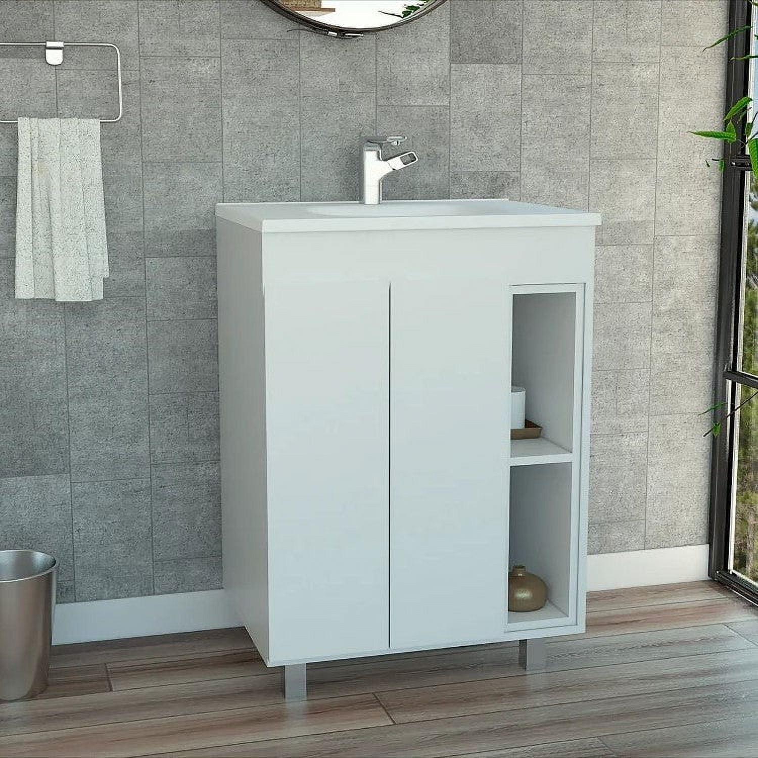 Boahaus Fortuna Vanity Cabinet, White, Assembled Product Height 34 in, for Bathroom