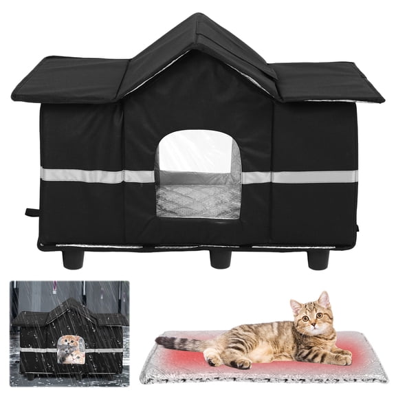 Qiyester Waterproof Outdoor Large Cat Nest, Thickened Warm and Cold-Proof Enclosed Cat House Stray Pet Nest with Top Window, Foldable, Suitable for Indoor and Outdoor Use
