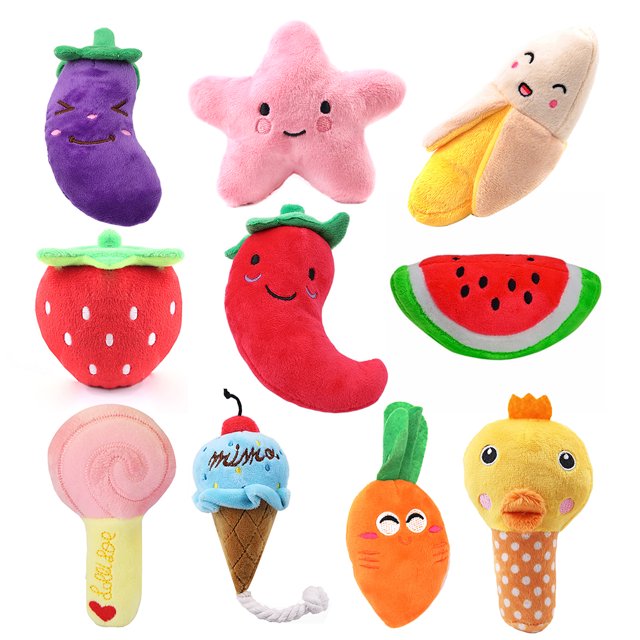 Pet Toy Set Cartoon Cute Interactive Plush Squeaky Toy Pet Chew Toy for Dogs