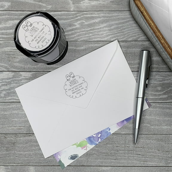 Personalized Round Self-Inking Rubber Stamp - Warm Wishes