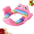 thumbnail image 2 of Patrón de rana Asiento de entrenamiento para inodoro para niños pequeños Asiento suave para orinal para bebé Anillo de entrenador para inodoro para niños (Rosa), 2 of 5
