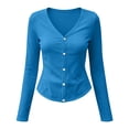 thumbnail image 7 of XuJwPNcy Long Sleeve Shirts for Women Button Down V Neck Fitted Tops Soft Comfy Sun Protection T-Shirts Summer Clothes, 7 of 7