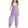 thumbnail image 1 of cfhntfmh Combinaison Fille Mode Col Rond Sans Manches Bretelles Réglables Tenues Décontractées pour Enfants 5-14 Ans, 1 of 6