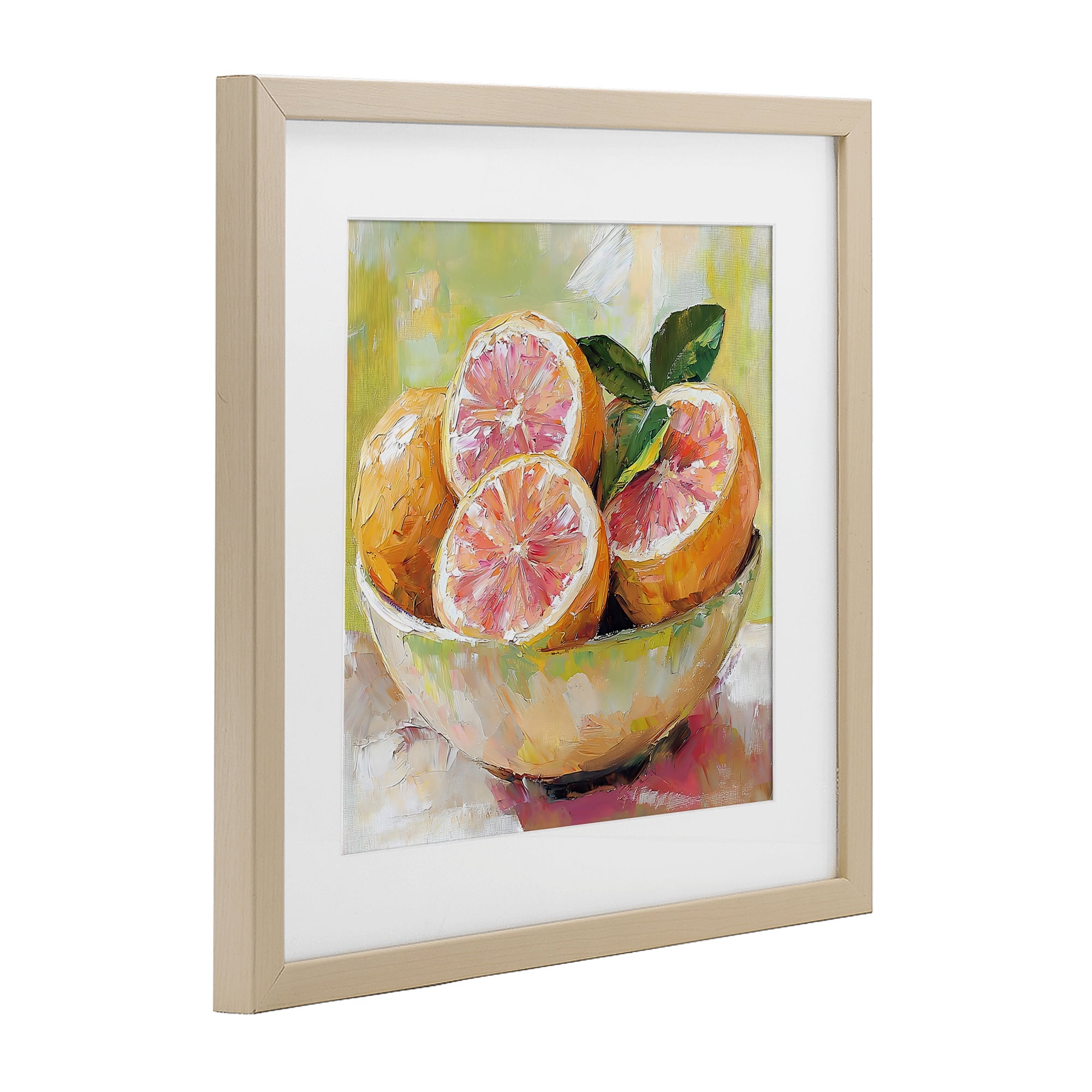 Stupell Industries Bold Grapefruit in Ceramic Bowl Birch Framed Print Under Glass, design by Riley B