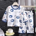 thumbnail image 2 of NIEWTR Toddler Pajamas Set for Boys Girls Short Sleeve Round Neck Top + Breathable Shorts 2-Piece Summer Outfits for 18-24M 2T 3T 4T Gift Set(A-Blue,12-18 Months), 2 of 4