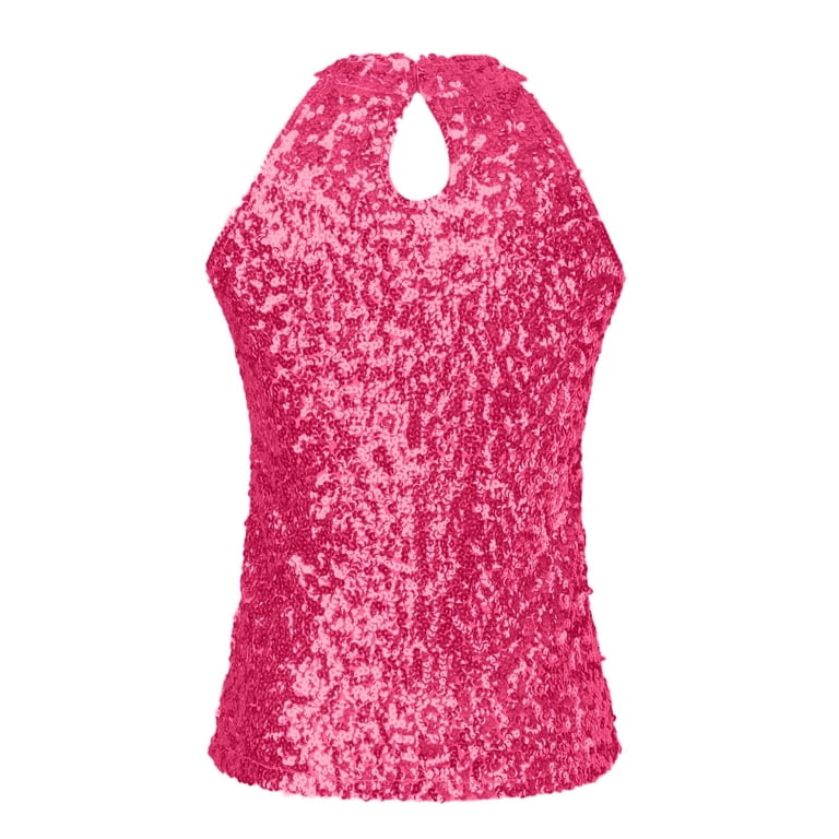AWZXDE Women Sequin Halter Neck Top Double Sparkly Reversible