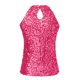 thumbnail image 4 of Top halter con lentejuelas para mujer - Blusa corta sin mangas brillante para fiesta/discoteca (talla única), 4 of 5