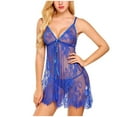 thumbnail image 2 of Nnhblu Women Nightgown Lace Women's Lingerie, Sleep & Lounge Blue Slip Dress Christmas Valentine Holiday Gift, 2 of 5