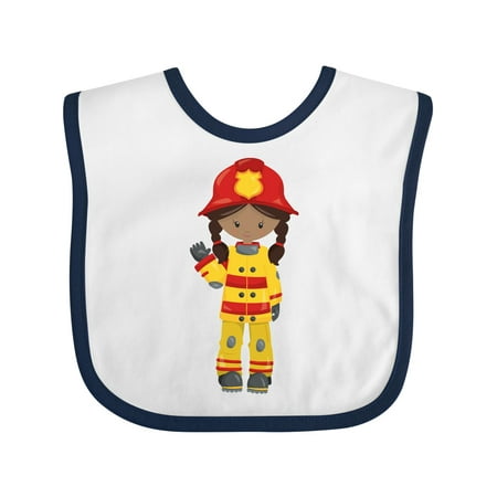 

Inktastic African American Girl Girl Fireman Firefighter Gift Baby Girl Bib