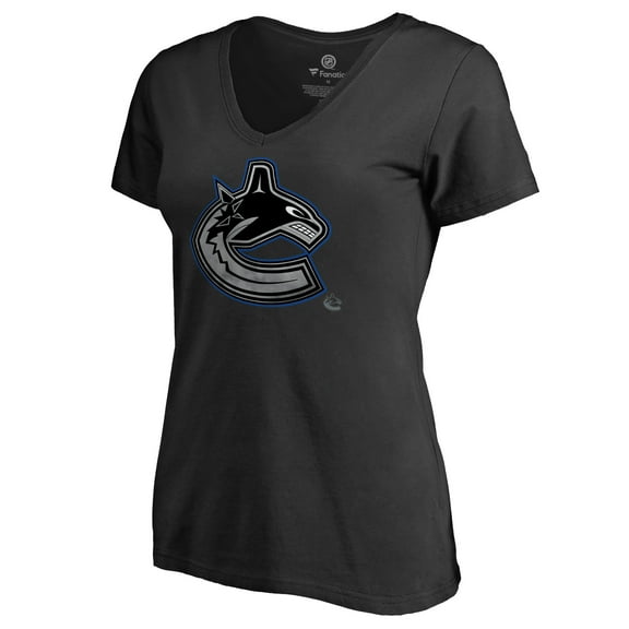 Women's Black Vancouver Canucks Core Smoke V-Neck T-Shirt