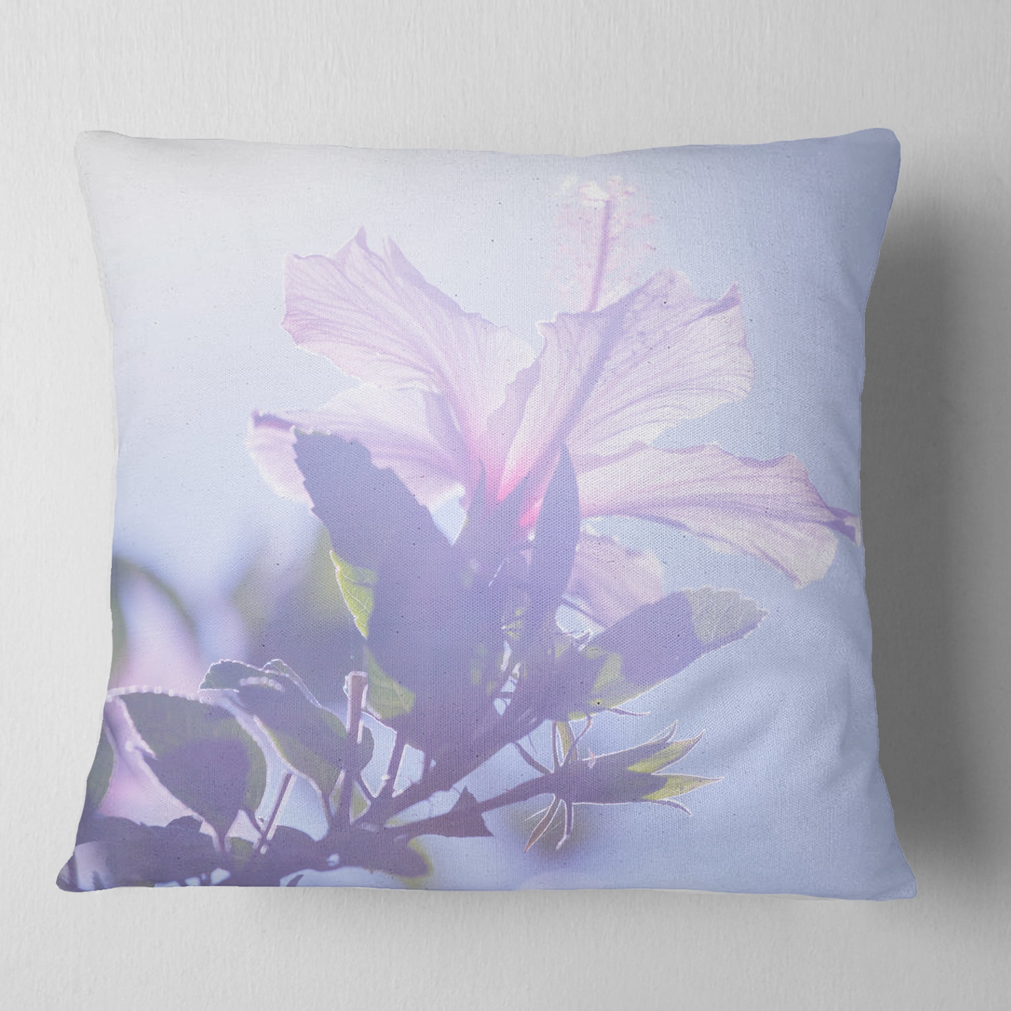 Designart Pink Hibiscus Flower in Hawaii - Flower Throw Pillow - 18x18