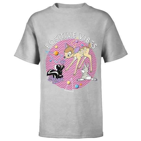 Disney Bambi Thumper and Flower Positive Vibes 90s - Short Sleeve T-Shirt for Kids - Customized-Athletic Heather