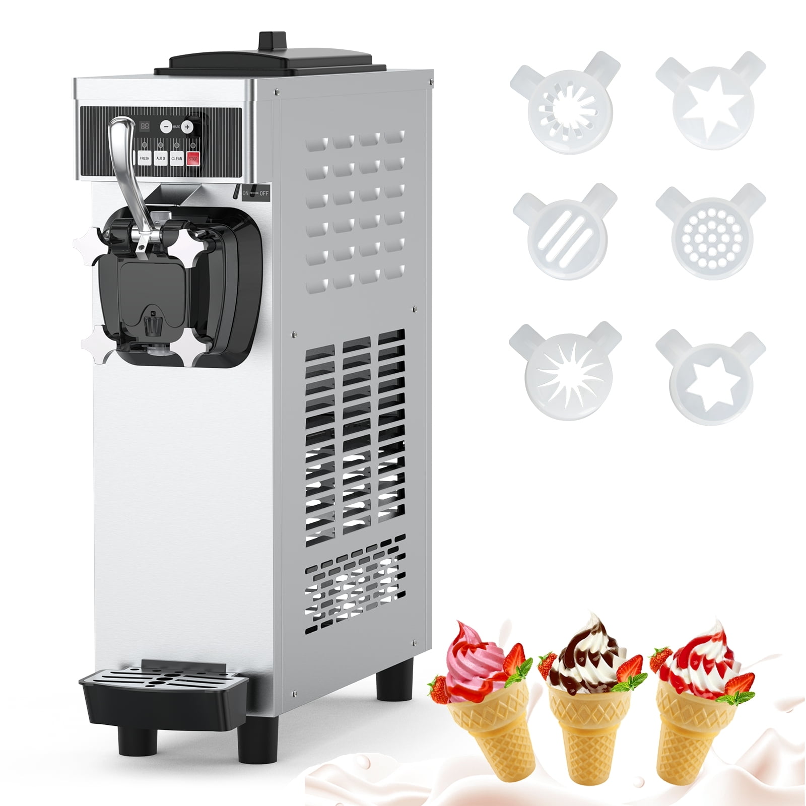 Garvee Commercial Ice Cream Maker, 4.7-5.8 Gal/H Single Flavor Countertop  Soft Serve Ice Cream Yogurt Machine with Pre-cooling 