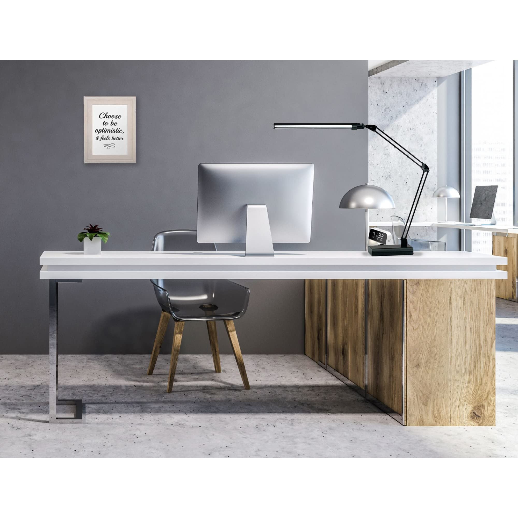 Realspace™ Architect Desk Lamp, Adjustable, 21-1/2"H, Black/Silver