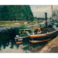 thumbnail image 2 of Pissarro, Camille 17x15 Gold Ornate Wood Framed with Double Matting Museum Art Print Titled - Barges at Pontoise, 2 of 4