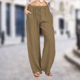 thumbnail image 1 of Pantalones Largos De Mujer Pantalón de lino y algodón con bolsillos Estilo bohemio Traje diario (Marrón claro XXL) Cgtredaw para Mujer Marrón claro T S, 1 of 7