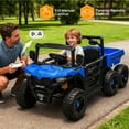 thumbnail image 4 of Track Seven 24V Ride on Dump Truck, 400W 6-Wheel Ride on UTV Car for Big Kids with Electric Dump Bed, Remote Control, Music, Lights, Spring Suspension, 24V Ride on Toy Car for Kids Aged 3+, Blue, 4 of 7