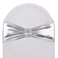 thumbnail image 1 of SweetEasy 50 bandas metálicas plateadas de spandex para sillas, mano de obra duradera, lazos elásticos con hebilla, estirables para Navidad, bodas, banquetes, eventos, baby shower, cumpleaños, celebra, 1 of 1
