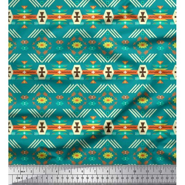 Soimoi polyester Crepe Fabric Geometric Southwestern Fabric Prints By Yard 42 Inch Wide