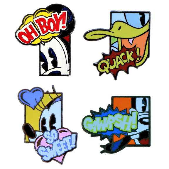 Disney Pins Mickey & Friends Comic Book Themed Trading Park 4 Pin Set