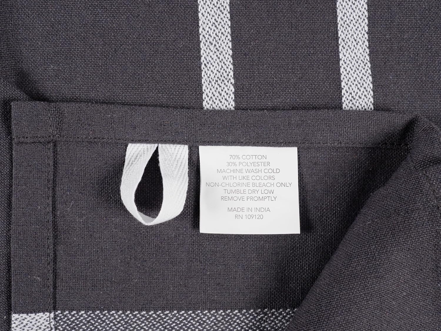 KAF Home Set of 10 Terra Kitchen Towels, GRS Certified & Multi-Purpose Dish Towels, Dark Gray