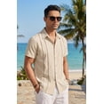 thumbnail image 6 of COOFANDY Men's Cuban Guayabera Linen Shirt - Short Sleeve Casual Beach Summer Button Down, 6 of 8