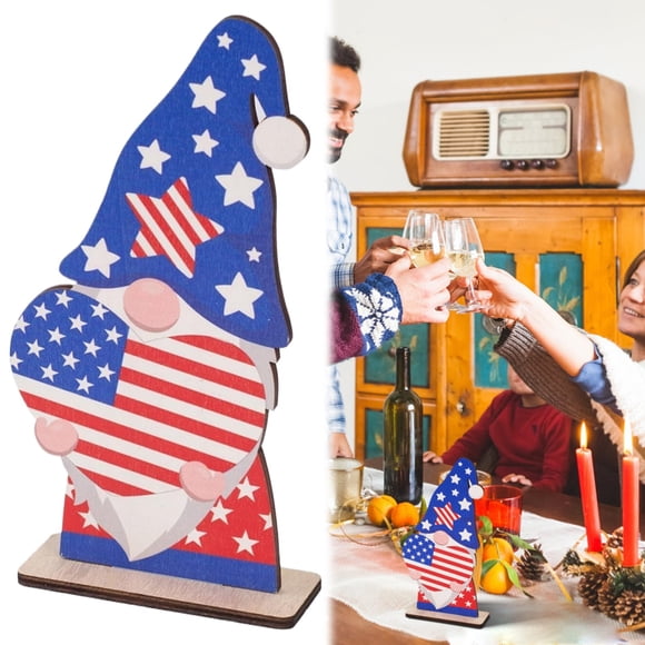 Miyuadkai Décoration de Bureau pour la Fête de l'Indépendance, Décoration de Table du 4 Juillet, Centre de Table en Bois Patriotique Rétro pour la Fête de l'Indépendance
