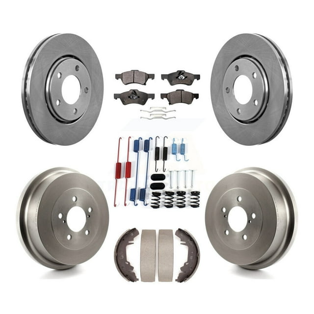 Transit Auto Front Rear Disc Brake Rotors Semi-Metallic Pads and Drum Kit (7Pc) for Car Dodge Caravan Chrysler Voyager K8F-102303