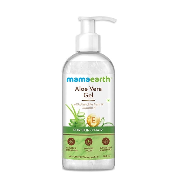 Gel de aloe vera Mamaearth hidrata la piel y el cabello, 300 ml