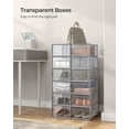 thumbnail image 3 of Shoe Boxes 12 Pack Shoe Organizer,Stackable Transparent Plastic Shoe Box for Closet Fit up to US Size 11 Transparent and Gray, 3 of 8