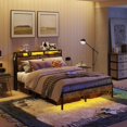 thumbnail image 1 of LLXINGS Queen Size Bed Frame with Headboard, Dual LED Platform Bed Frame with Charging Station, Non-Slip Metal Bed Frame, Noise-Free, Easy Assembly, 1 of 8