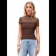 thumbnail image 1 of Camisetas de Corta con Cuello Alto para Mujer, de Transparente y Fruncida, para Salir A . Café L, 1 of 8