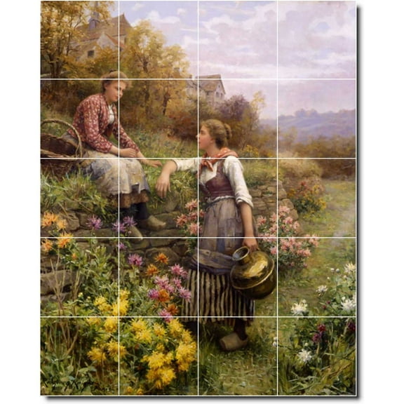 Ceramic Tile Mural-Daniel Ridgway Knight Garden Custom Tile Mural 1. 17" w x 21.25" h using (20) 4.25 x 4.25 ceramic tiles