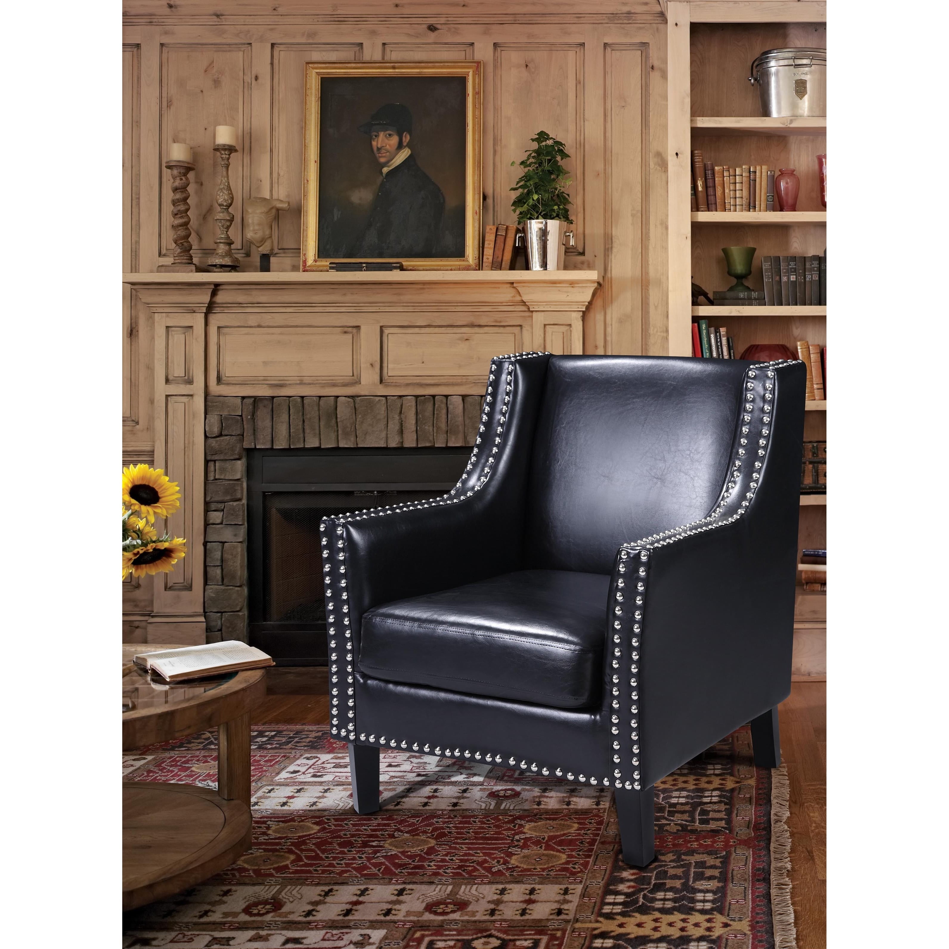 Best Master Furnitures Best Master Furniture Nailhead Faux Leather Arm