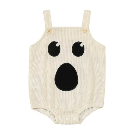 

Toddler Romper Kids Sleeveless Cartoon Embroider Hallowmas Romper Bodysuits Baby Girl Clothes Winter Beige 0 3 6 12 Months-3 6 12 18 Months