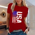 thumbnail image 3 of LGASWYX Spring Tops For Women 2024 Women Casual Independence Day Flag Print T Shirt Short Sleeve Shirt Loose Blouse Tops Tshirts (Red2,S), 3 of 5
