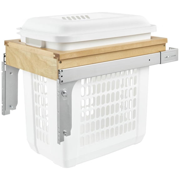 rev-a-shelf 4vhtm-1520dm-1 vanity top mounted hamper wood pull out with lid