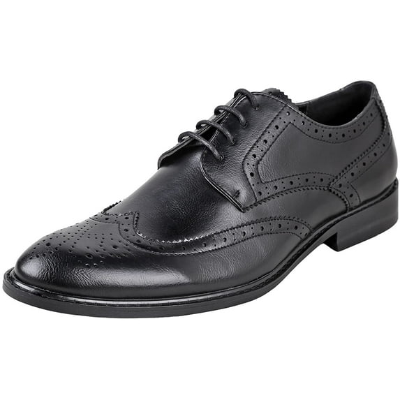 Urban Fox Men's Ethan Oxford Dress Shoes For Men | Formal | Lace-Up | Classic Design | Wingtip | Mens Dress Shoes Black/Black 7