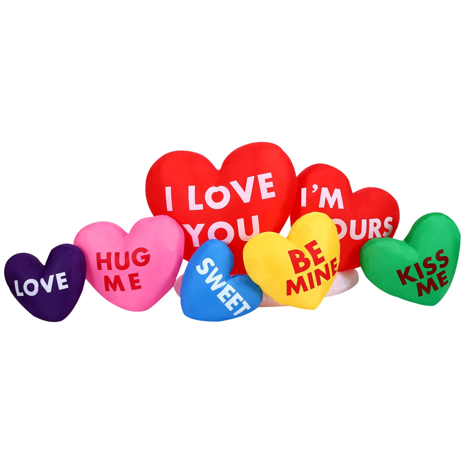 Fraser Hill Farm 6 ft. Valentine's Day Heart Candy Inflatable with LED Lights, Ropes & Stakes