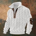 thumbnail image 2 of Breezora Men's Quarter Zip Pullover with Cadet Collar Fleece Lined Sweatshirt Thermal Insulation for Everyday Athleisure Wear L Size White, 2 of 3