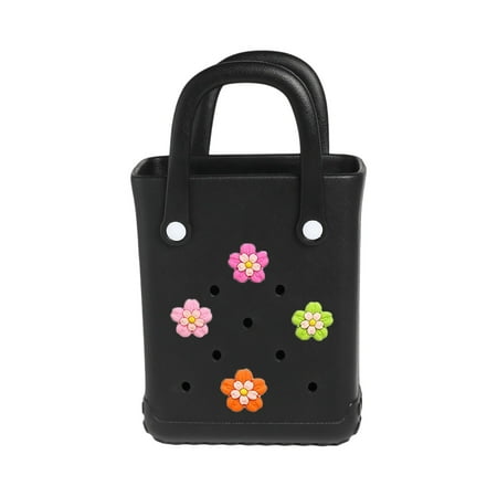 Girls Mini Travel Beach Bag Rubber Beach Bag Large Large Capacity Summer Beach Tote Graphic Tee Eva Swim Bag Black
