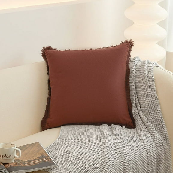 Namzi 3Pcs Solid color washed cotton pillowcase Classic and timeless, pure color simple pillowcase, with any bed is brilliant 11.8x19.69inch(brown)