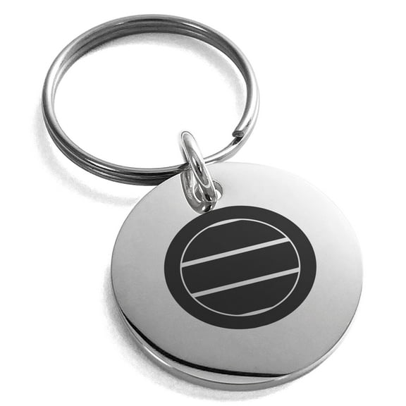 Tioneer Stainless Steel Miura Samurai Crest Engraved Small Medallion Circle Charm Keychain Keyring