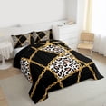 thumbnail image 3 of Castle Fairy Animal Leopard Print Bedding Comforter Set 2pcs for Boys Girls,Abstract Geometric Plaid Twin Comforter Sets Microfiber,Gold Chain Grid Breathable Bedding Set,Super Cozy Room Decor, 3 of 8