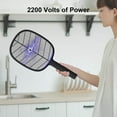 thumbnail image 2 of Portable Handheld Bug Zapper Racket for Indoor Outdoor Use, USB Rechargeable Electric Fly Swatter for Fly, Bug, Pest, Insects, Mosquito Killer, Large Fly Zapper for Home, Yard, Camping - Black, 2 of 7